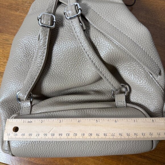 Valentina Italian Bag Sling Backpack Shoulder Pebble Leather Taupe